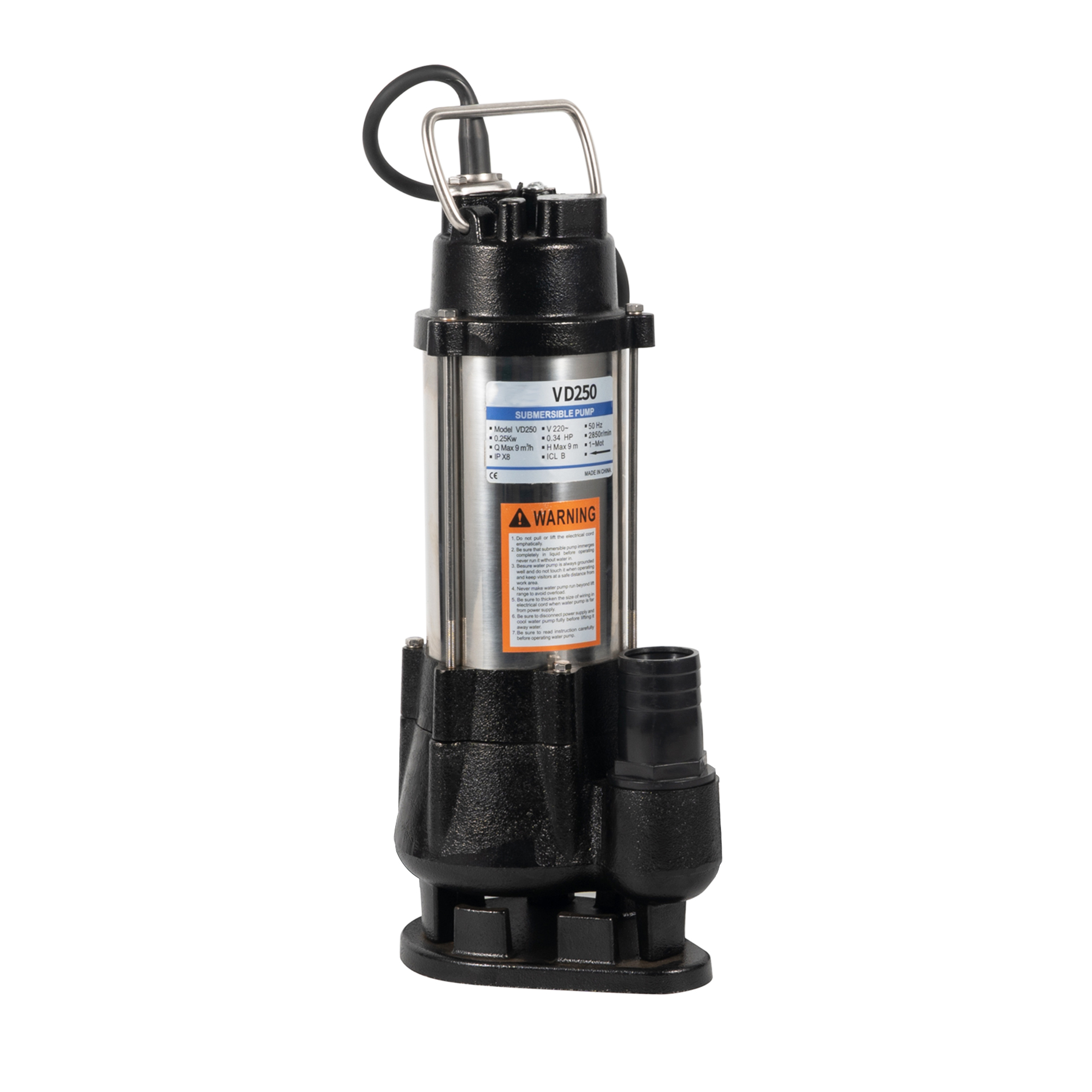 Flotador sumergible del cortador de la bomba de aguas residuales del acero inoxidable 0.6HP
